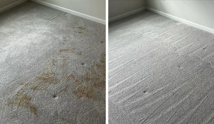 Carpet with stain and clean carpet