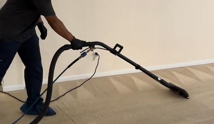 Professional cleaning carpet using equipment