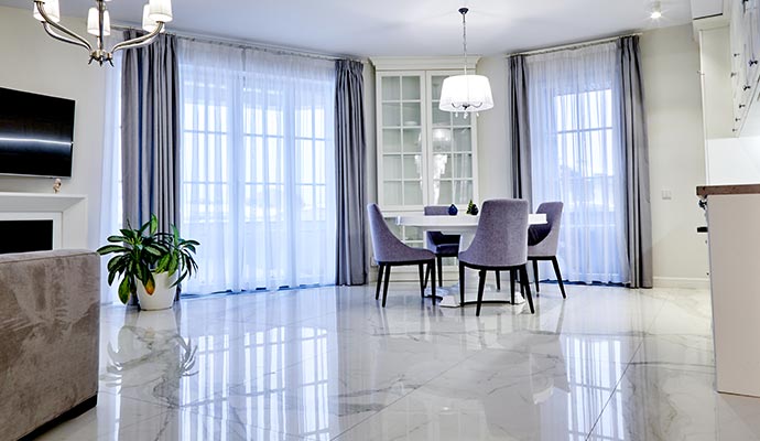 Modern interior with tiled floor Modern interior with tiled floor