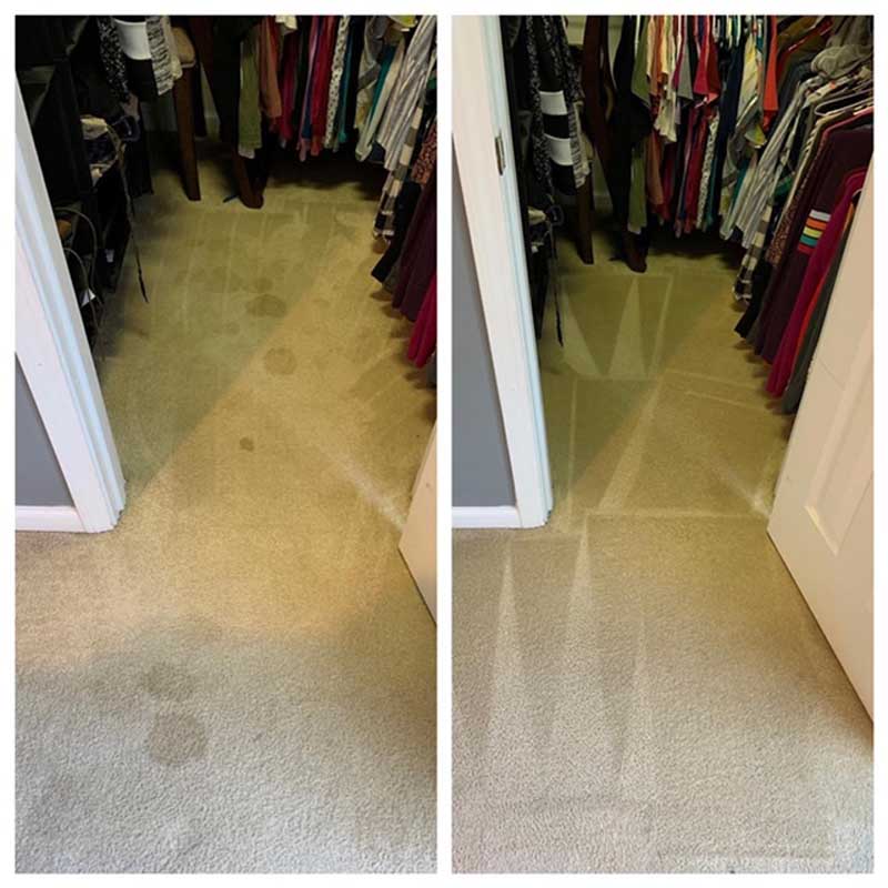 Carpet cleaning from coffee spill in the closet