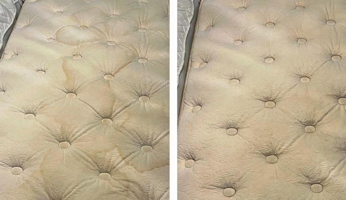 Collage of before and after mattress cleaning