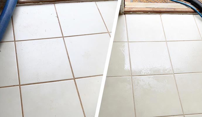 Before and after shot of floor cleaning