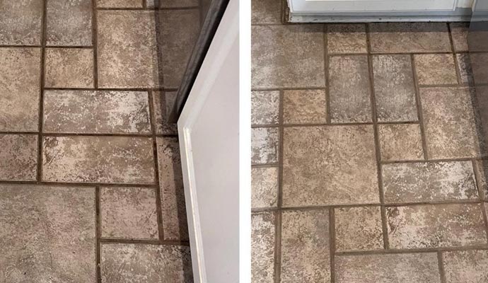 Before and after grout sealing