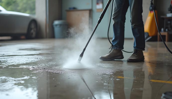 Garage floor pressure washing Garage floor pressure washing