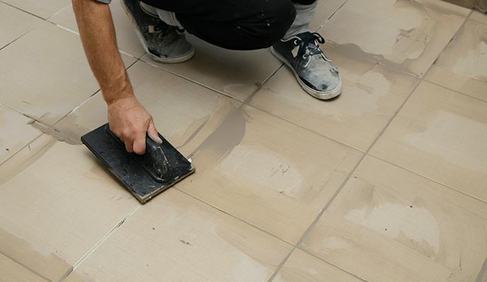 Grout sealing using equipment