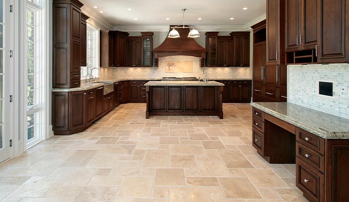 Spacious kitchen limestone floor Spacious kitchen limestone floor
