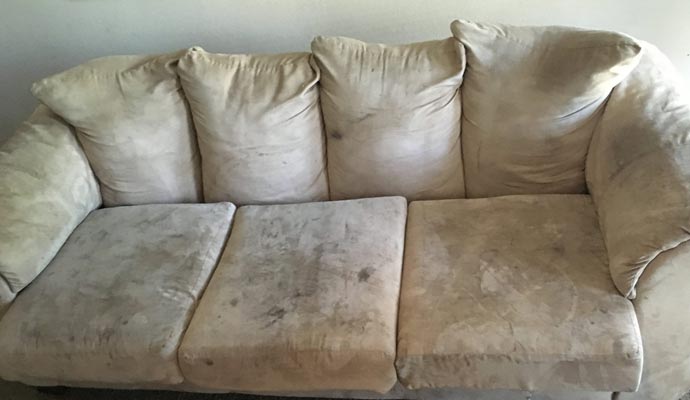 Visible water on fiber protected Upholstery